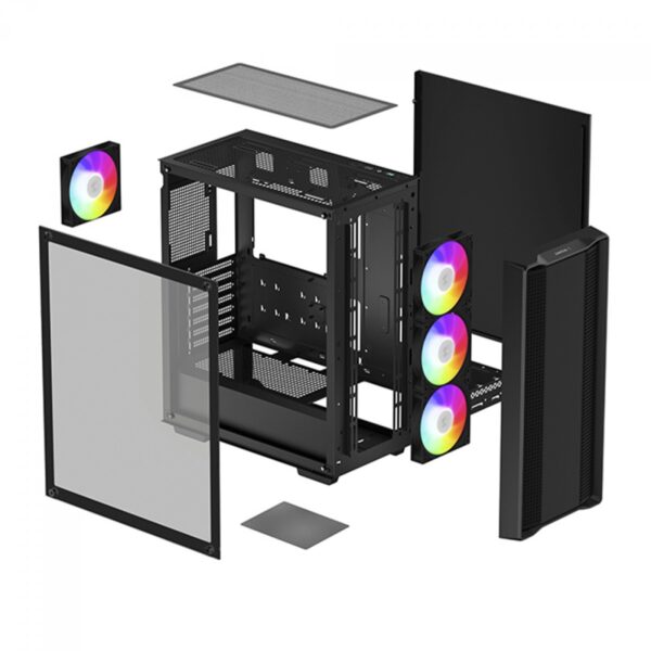 Gabinete Gamer DeepCool CC560 ARGB V2, Black, Mid Tower, Vidro Temperado, ATX, Sem Fonte, Com 4 Fans - Image 3